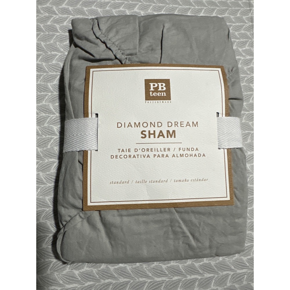 Pottery Barn PB Teen Diamond Dream Standard Sham Light Gray Cotton Blend NEW